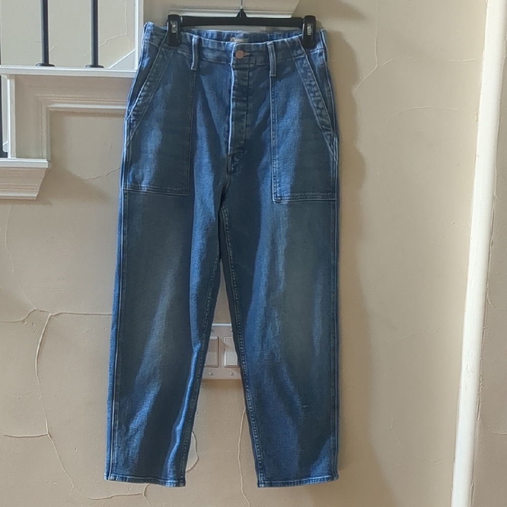 MOTHER Blue High Rise Jeans with Relaxed Fit